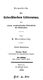 Cover of: Grundriss der griechischen Litteratur. 2e Bearb. 2 Theile [in 3 pt.].