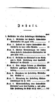 Cover of: Geschichte der Bildung, Beraubung und Vernichtung der alten heidelbergischen Büchersammlungen ...