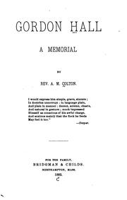 Cover of: Gordon Hall: A Memorial