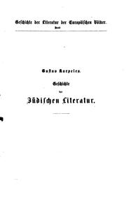 Geschichte der jüdischen literatur by Gustav Karpeles