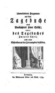 Cover of: Geheimes Tagebuch. Von einem Beobachter seiner selbst. by Johann Caspar Lavater