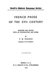 Cover of: French Prose of the 17th Century