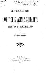 Cover of: Gli ordinamenti politici e amministrativi nelle "Constitutiones Aegidianae": of Cardinal Gil ...