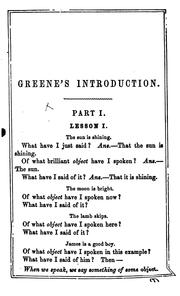 Cover of: Greene's Introduction: An Introduction to the Study of English Grammar by Samuel Stillman Greene