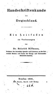 Cover of: Handschriftenkunde für Deutschland, ein Leitfaden zu Vorlesungen