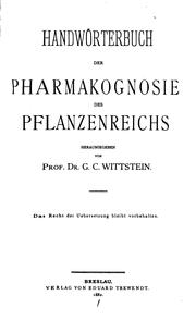 Cover of: Handwörterbuch der Pharmakognosie des Pflanzenreichs