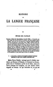 Cover of: Histoire de la langue française: Études sur les origines, l'etymologie, la ...