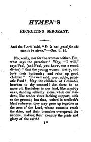 Cover of: Hymens̓ Recruiting-sergeant: Or the New Matrimonial Tat-too for Old Bachelors by Mason Locke Weems