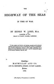 Cover of: The Highway of the Seas in Time of War