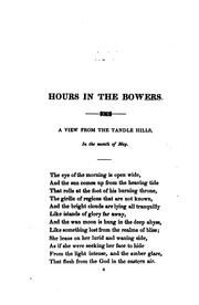 Cover of: Hours in the Bowers: Poems &c | Samuel Bamford