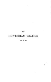 Cover of: The Hunterian oration ... 1881