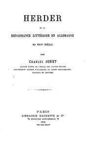 Cover of: Herder, et la renaissance littéraire en Allemagne au XVIIIe siècle