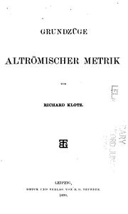 Cover of: Grundzüge altrömischer Metrik