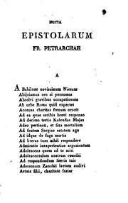 Cover of: Index Francisci Petrarchae epistolarum quae editae sunt et quae adhuc ineditae