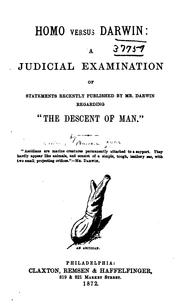 Cover of: Homo Versus Darwin: A Judicial Examination of Statements Recently Published by Mr. Darwin ...