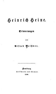 Cover of: Heinrich Heine: Erinnerungen by Alfred Meissner