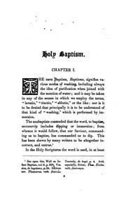 Cover of: Holy Baptism: A Dissertation by William Maskell