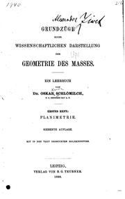Cover of: Grundzüge einer wissenschaftlichen Darstellung der Geometrie des Maasses