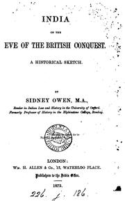 Cover of: India on the Eve of the British Conquest: A Historical Sketch