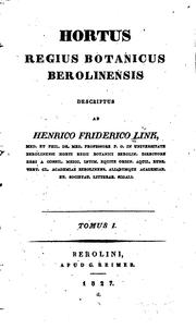 Cover of: Hortus regius botanicus berolinensis