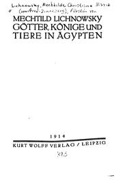 Cover of: Götter, Könige und Tiere in Ägypten by Lichnowsky, Karl Max Fürst von