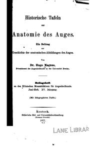 Cover of: Historische Tafeln zur Anatomie des Auges: Ein Beitrag zur Geschichte der ...