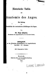 Cover of: Historische Tafeln zur Anatomie des Auges: Ein Beitrag zur Geschichte der ... by Hugo Magnus