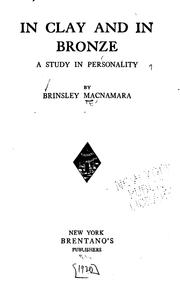 Cover of: In Clay and in Bronze: A Study in Personality