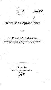 Cover of: Hebräische Sprachlehre