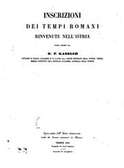 Cover of: Inscrizioni dei tempi romani rinvenute nell'Istria: microform