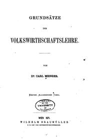 Cover of: Grundsätze der Volkswirthschaftslehre