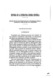 Cover of: Historia de la literatura jurídica española: Sumario de las lecciones dadas en la Universidad ...