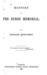 Cover of: History of the Byron Memorial