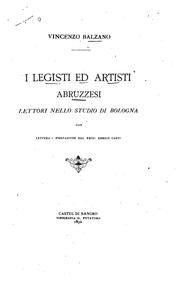 Cover of: I legisti ed artisti abruzzesi, lettori nello studio di Bologna