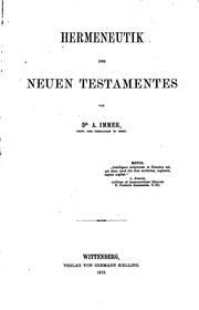 Cover of: Hermeneutik des Neuen Testamentes