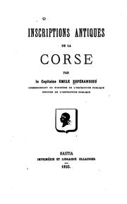 Cover of: Inscriptions antiques de la Corse by Émile Espérandieu