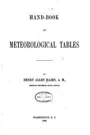 Cover of: Hand-book of Meteorological Tables by Henry Allen Hazen