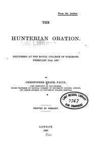 Cover of: The Hunterian oration