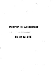 Cover of: Inscription de Nabuchodonosor sur les merveilles de Babylone