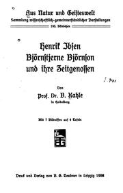 Cover of: Henrik Ibsen, Björnstjerne Bjornson und ihre Zeitgenossen