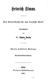 Cover of: Heinrich Simon: Ein Gedenkbuch für das deutsche Volk