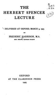 Cover of: The Herbert Spencer Lecture