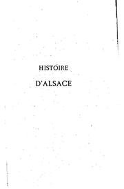 Cover of: Histoire d'Alsace. Nouv. éd. rev., corr. et augm