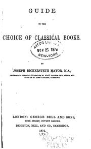 Cover of: Guide to the Choice of Classical Books.
