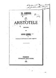 Cover of: Il genio di Aristotele: discorso