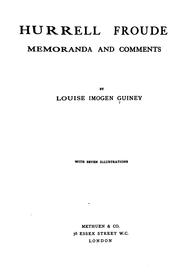 Cover of: Hurrell Froude: Memoranda and Comments