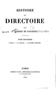 Cover of: Histoire du directoire: 2 tom. augm. de pièces justificatives