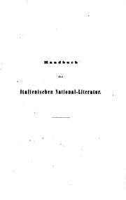 Cover of: Handbuch der italienischen National-Literatur, historische geordnete Anthologie von A. Ebert