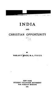 Cover of: India and Christian Opportunity by Harlan Page Beach