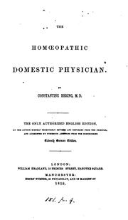 Cover of: The Homœopathic Domestic Physician by Constantine Hering